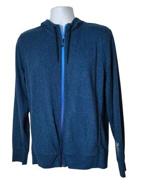 American Eagle Mens M Hooded Full-Zip Jacket Flex Blue Lng Slv Athleisure Preppy